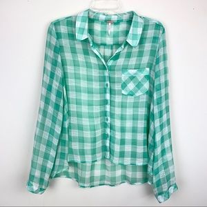 Free People Sweet Spring Gingham Button Down Sz M